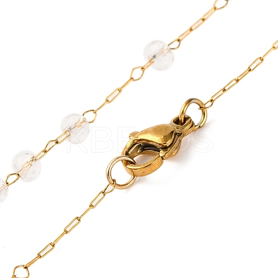 Ion Plating(IP) Crucifix Cross 304 Stainless Steel Rosary Bead Necklaces NJEW-M075-04G-01-1