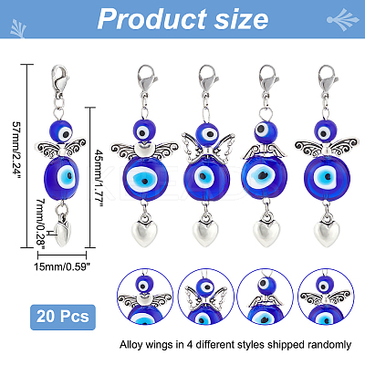 20Pcs Wings & Heart Tibetan Style Alloy Pendant Decorates HJEW-NB0001-84-1
