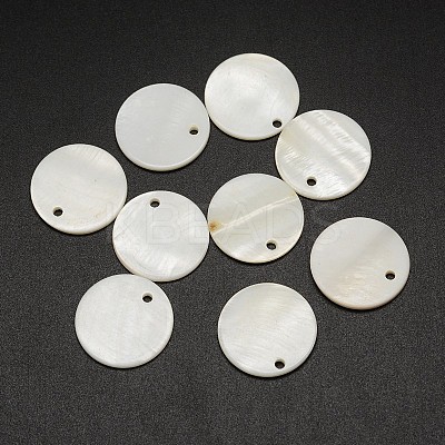 Dyed Natural Flat Round Shell Charms X-SHEL-P003-06A-1