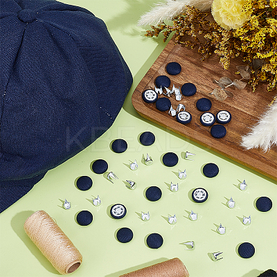 24 Bags Flat Round Cloth Cap Nail Buttons BUTT-BC0001-21B-1