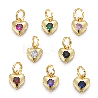 Brass Micro Pave Cubic Zirconia Charms KK-P192-07-1