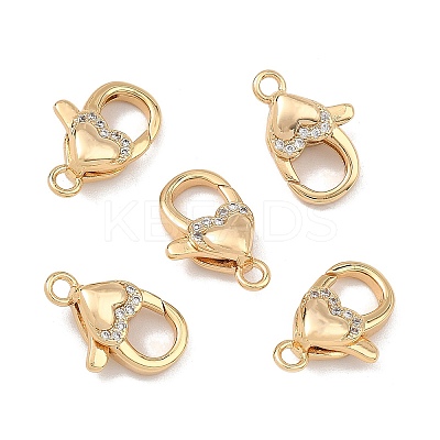 SHEGRACE Brass Micro Pave Clear Cubic Zirconia Lobster Claw Clasps XGRQ58178-754G-1