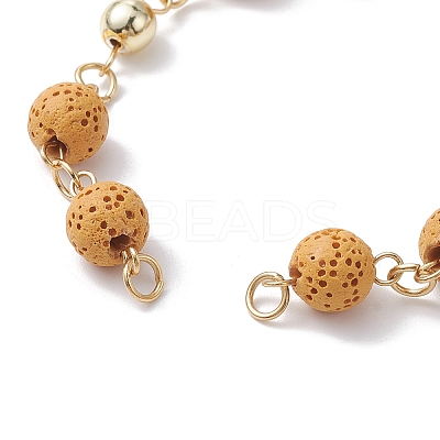 Dyed Natural Lava Rock Round Beaded Chain Bracelet Making AJEW-JB01206-02-1