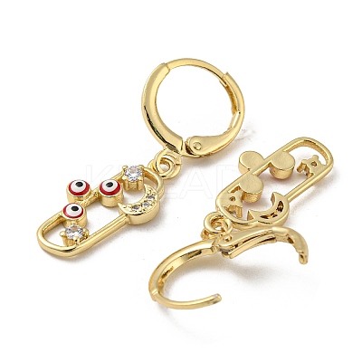 Real 18K Gold Plated Brass Dangle Leverback Earrings EJEW-A033-23G-02-1