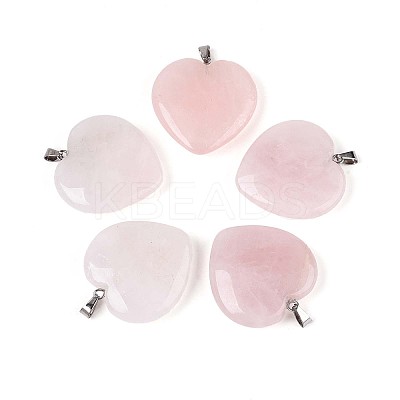 Natural Rose Quartz Pendants X-G-S364-006-1