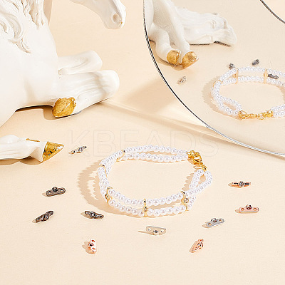 24Pcs 4 Colors Rack Plating Brass Pave Clear Cubic Zirconia Connector Charms KK-GA0001-35-1