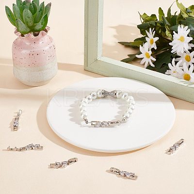 10Pcs Rack Plating Brass Clear Cubic Zirconia Watch Band Clasps KK-SC0003-11P-1