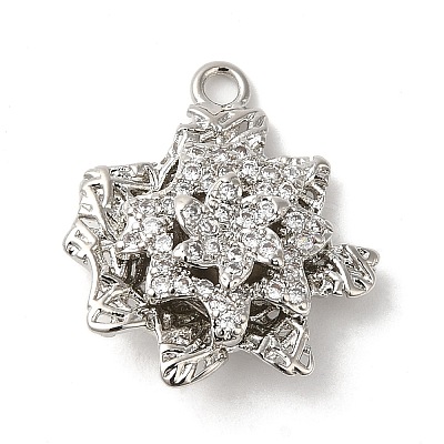 Rack Plating Brass Cubic Zirconia Pendants KK-M267-01P-1