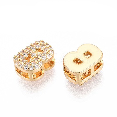 Brass Micro Pave Clear Cubic Zirconia Beads KK-T071-17G-B-1
