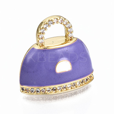 Brass Micro Pave Cubic Zirconia Enamel Pendants ZIRC-Q200-022B-NF-1