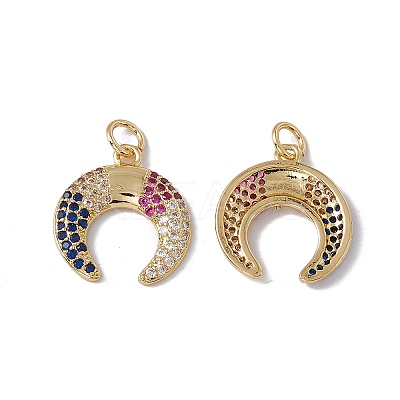 Brass Micro Pave Colorful Cubic Zirconia Pendants KK-G439-34G-1
