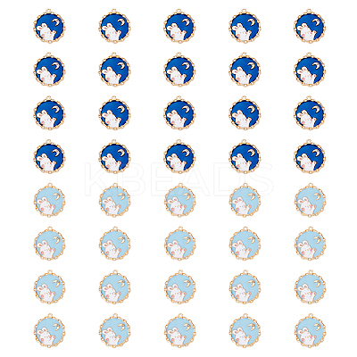 40Pcs 2 Colors Alloy Enamel Pendants ENAM-DC0001-17-1