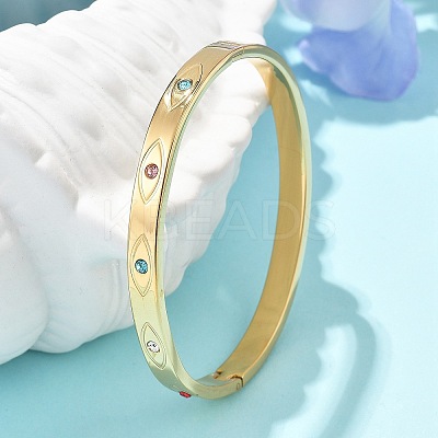 Eye 304 Stainless Steel Rhinestone Bangles for Women BJEW-Z092-09G-1