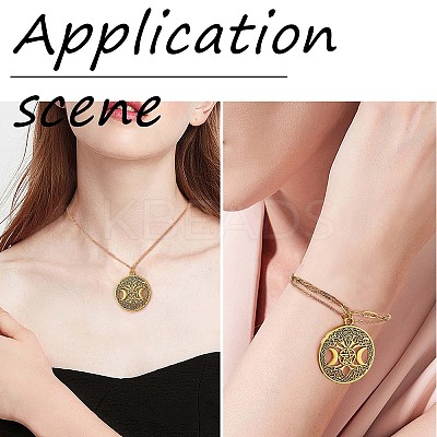 60Pcs Life of Tree Moon Charm Pendant Triple Moon Goddess Pendant Ancient Bronze for Jewelry Necklace Earring Making crafts JX339C-1