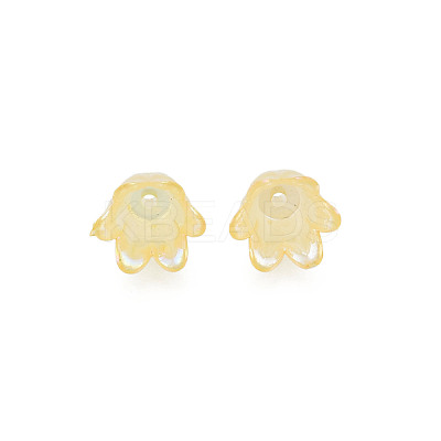 6-Petal Imitation Jelly Acrylic Bead Caps JACR-T002-02J-1