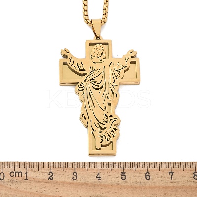 201 Stainless Steel Religion Pendant Necklaces NJEW-Z058-04G-1