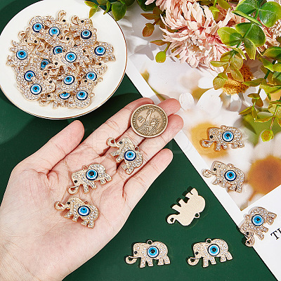 24Pcs Alloy Rhinestone Pendants ALRI-GO0001-01-1