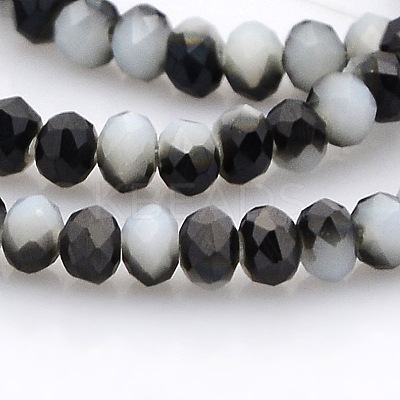 Half Plated Faceted Rondelle Glass Beads Strands GLAA-A024B-HP01-1