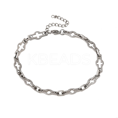 2Pcs 2 Styles 304 Stainless Steel Hollow Cross-Linked Chain Bracelets for Couple BJEW-JB12293-1