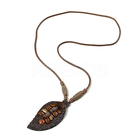 Retro Style Glass & Acrylic & CCB Beads Pendant Necklaces NJEW-Q349-01E-1