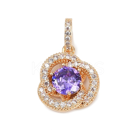 Brass Micro Pave Cubic Zirconia Pendants KK-E795-16KCG-1