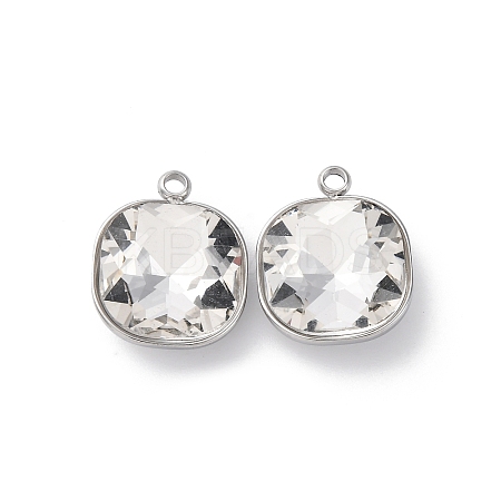 304 Stainless Steel Rhinestone Pendants STAS-B090-01P-05-1
