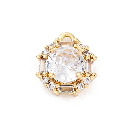 Brass Micro Pave Clear Cubic Zirconia Pendants KK-Z084-09G-03-1
