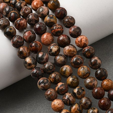 Round Natural Leopard Skin Jasper Bead Strands G-L419-44-1