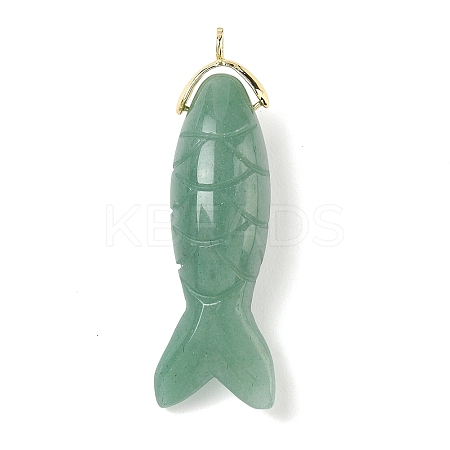 Natural Green Aventurine Carved Pendants G-P599-08G-06-1