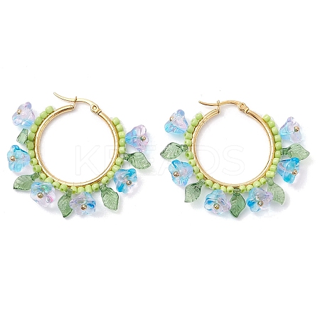 Glass Hoop Earrings EJEW-TA00589-01-1