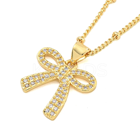 Brass Micro Pave Clear Cubic Zirconia Pendant Necklaces LS-NJEW-M220-05A-G-1