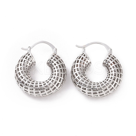 Brass Hollow Out Round Hoop Earrings for Women EJEW-C008-10P-1