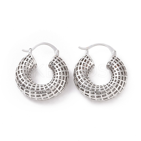 Brass Hollow Out Round Hoop Earrings for Women EJEW-C008-10P-1