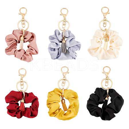 1 Set Cloth Elastic Scrunchie/Scrunchy Hair Ties Keychain KEYC-FG0001-13-1