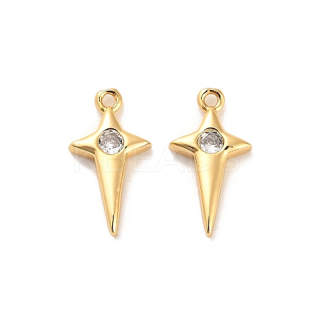 Brass Micro Pave Cubic Zirconia Pendants KK-D300-01G-1