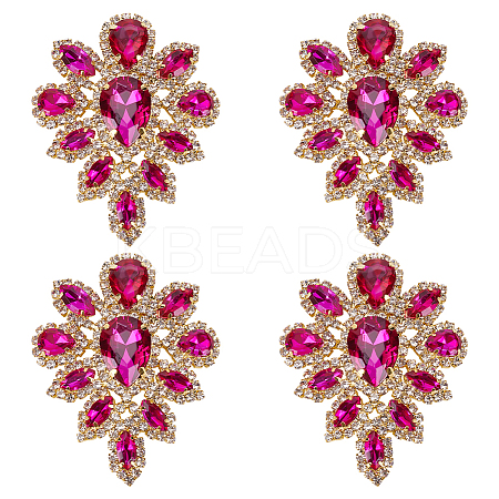 4Pcs Teardrop Shape Hotfix Rhinestone Iron on Patches PATC-FG0002-25A-1