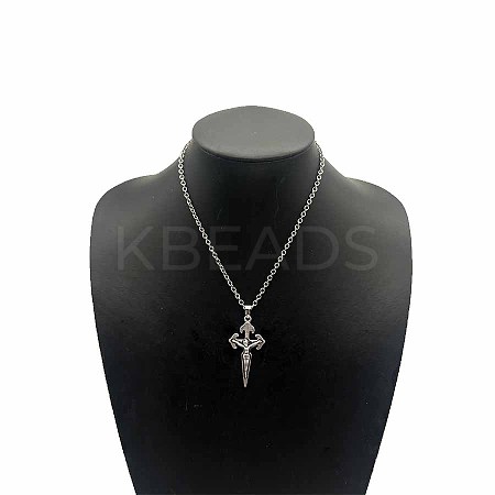 Vintage Zinc Alloy Cross Pendant Necklace for Men Women IU0764-3-1