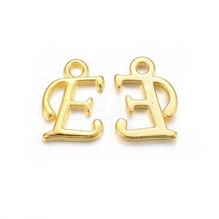 Golden Plated Alloy Letter Pendants X-PALLOY-J718-01G-E-1