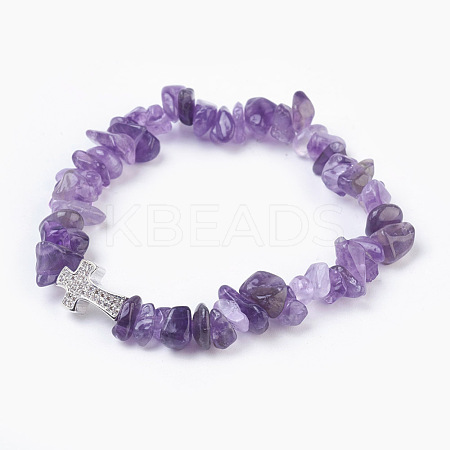Natural & Synthetic Gemstone Beads Stretch Bracelets BJEW-JB03926-03-1