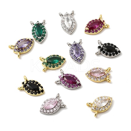 Brass Micro Pave Cubic Zirconia Horse Eye Charms KK-F929-05-1