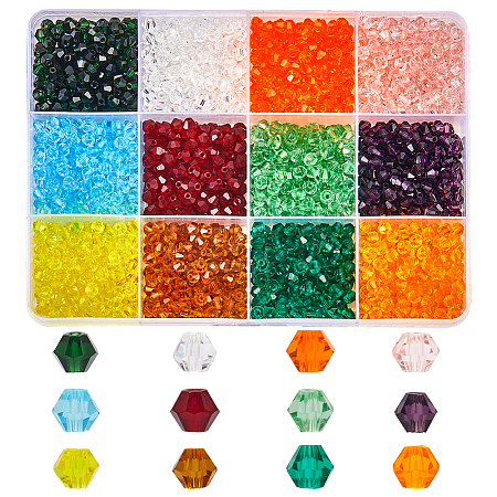 2400Pcs 12 Styles Transparent Glass Beads Strands GLAA-SP0001-13-1