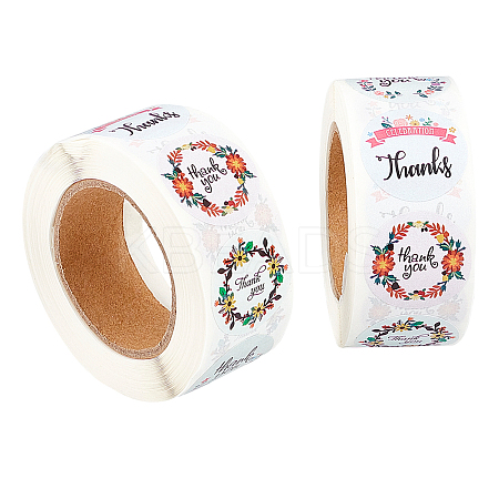 1 Inch Thank You Sticker Self-Adhesive Kraft Paper Gift Tag Stickers DIY-GL0001-05-07-1