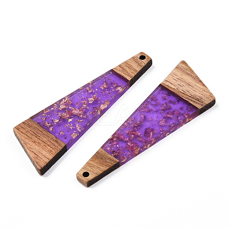 Transparent Resin & Walnut Wood Big Pendants RESI-TAC0017-51-B01-1