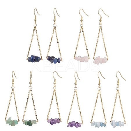 5Pair Natural Gemstone Dangle Earrings EJEW-JE06010-S-1