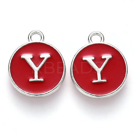 Platinum Plated Alloy Enamel Charms ENAM-S118-03Y-P-1