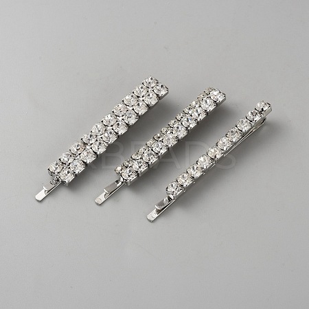 3Pcs 3 Styles Iron Crystal Rhinestone Hair Bobby Pins OHAR-WH0011-60-1
