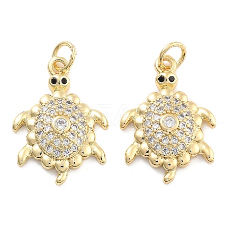 Brass Pave Clear Cubic Zirconia Pendants KK-U009-12A-G-1