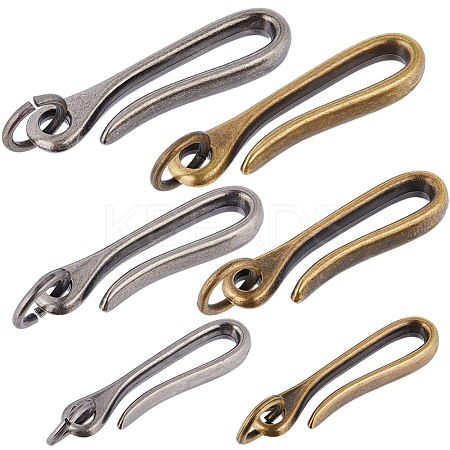 CRASPIRE 6Pcs 6 Styles Tibetan Style Alloy Hook Clasps FIND-CP0001-73-1