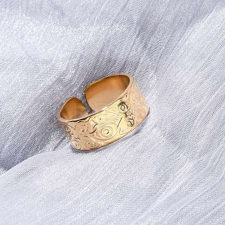 304 Stainless Steel Open Cuff Rings for Women RJEW-K309-25G-1