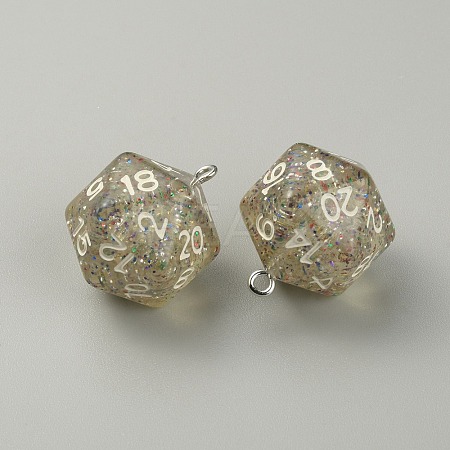 Transparent Resin Polyhedral Dice Pendants LS-FIND-TAC0005-21N-1